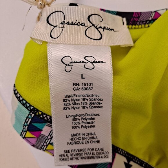 Jessica Simpson Size Large Geometric Print Racerback Bikini Top No Padding NWT - Picture 5 of 9